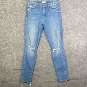 Mother Designer Jeans Denim High Waisted Looker Ankle Fray Thrilling Shots 28